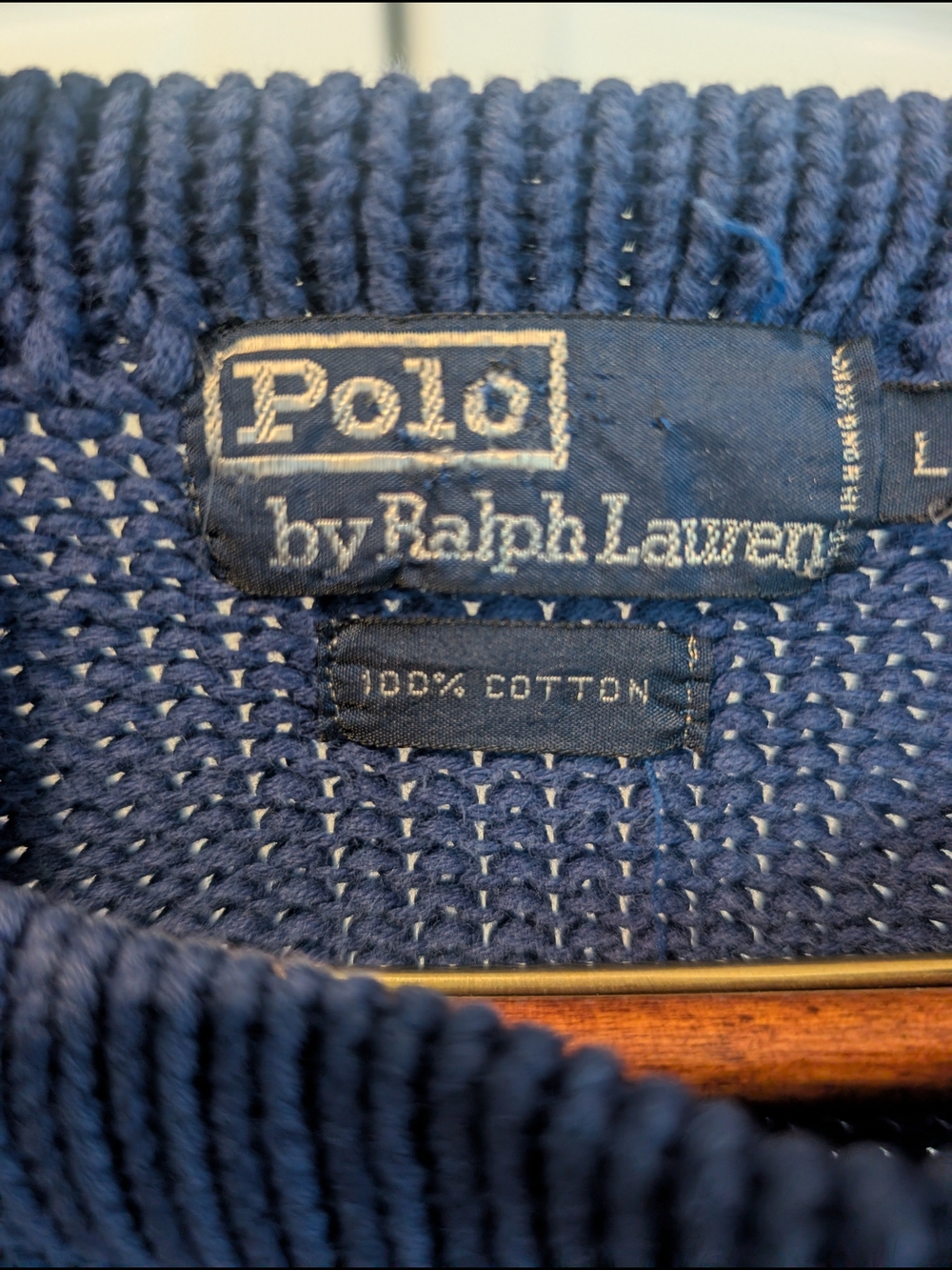 Ralph Lauren Vintage Polo 1987 20th Anniversary Cross Flags Sweater Blue L - Picture 2 of 9